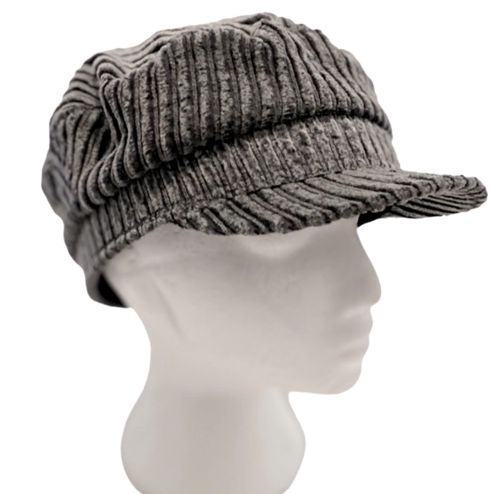 NWOT Big it  Up 💯 Cotton Corduroy Winter Beret Grey Cap Size M
